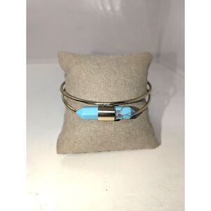 ⭐3/$30⭐ Gold Tone Turquoise Stone Double Band Bangle Bracelet